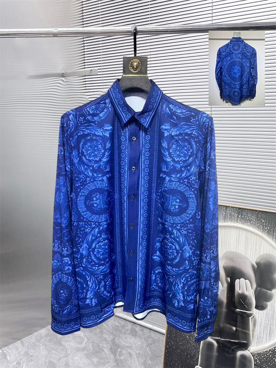 Neuer Designer -Button -Hemd -Shirt -Hemd -Hemd -Marke Gedruckt Luxuriöser Langärmer Hemd Slim Fit Mens Designer Shirt Gedruckt