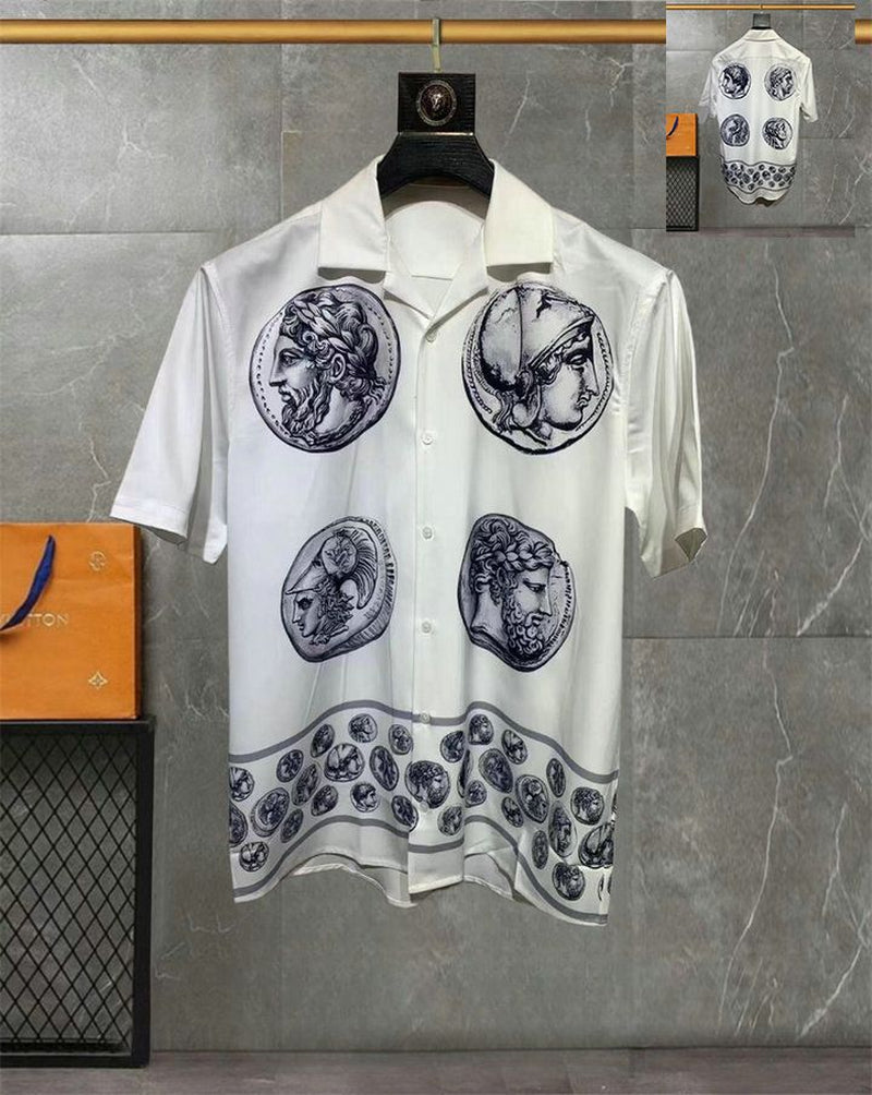 Business Luxury Shirt Herren Shirt Designer Langarmes Hemd Single Breasted Branddruck Shirt Herren Button up Shirt Denim Shirt Asian Größe M-3Xl Yyt