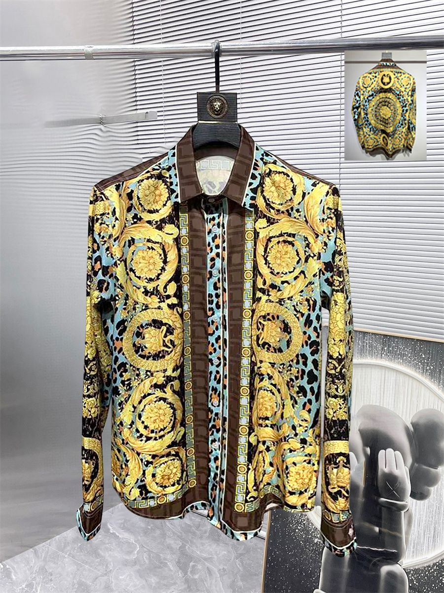 Neuer Designer -Button -Hemd -Shirt -Hemd -Hemd -Marke Gedruckt Luxuriöser Langärmer Hemd Slim Fit Mens Designer Shirt Gedruckt
