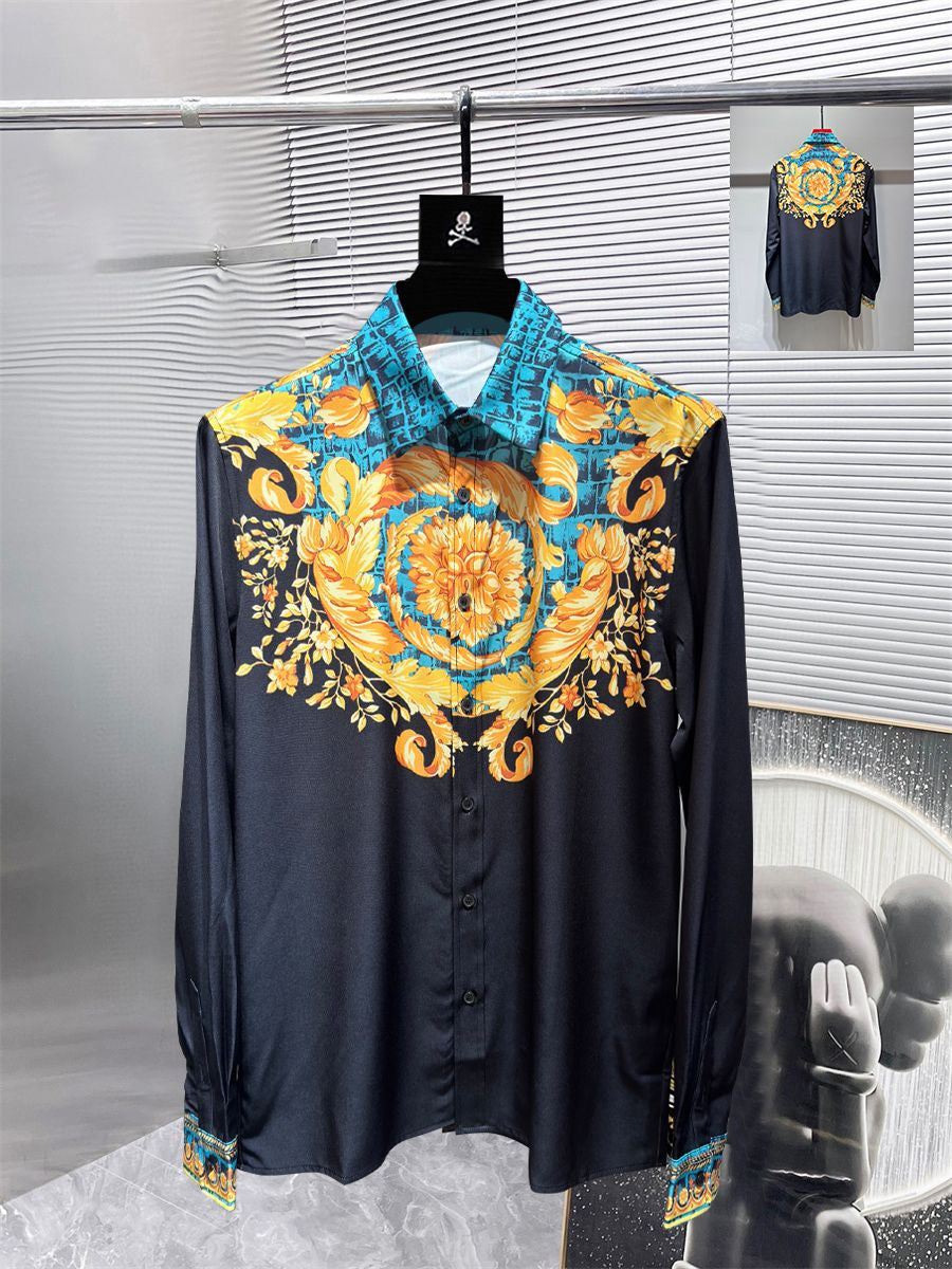 Neuer Designer -Button -Hemd -Shirt -Hemd -Hemd -Marke Gedruckt Luxuriöser Langärmer Hemd Slim Fit Mens Designer Shirt Gedruckt