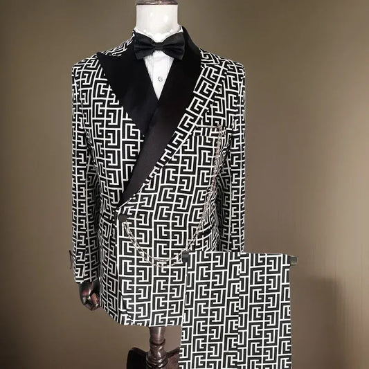 Plaid Hochzeitsanzüge Für Männer 2 Pcs Slim Fit Wedding Smokedo Formal Abschlussball Italiener Mode Check Blazer Mit Hosen Set 2024