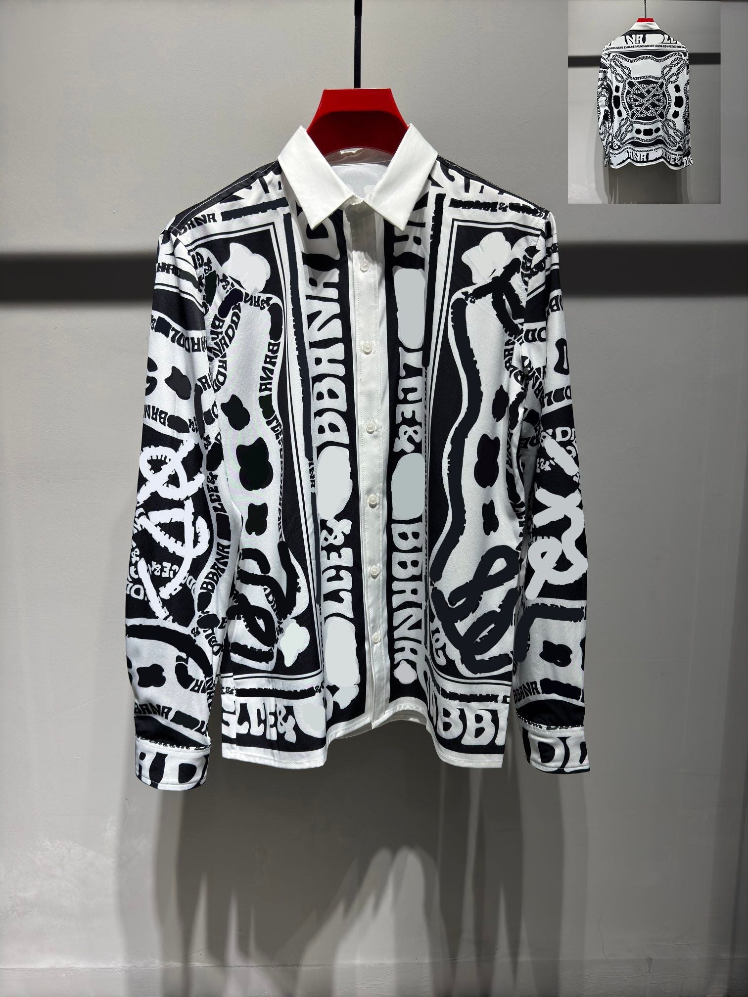 Business Luxury Shirt Herren Shirt Designer Langarmes Hemd Single Breasted Branddruck Shirt Herren Button up Shirt Denim Shirt Asian Größe M-3Xl Yyt