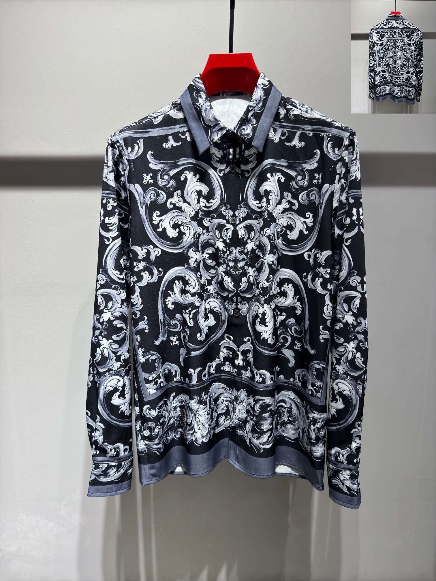 Business Luxury Shirt Herren Shirt Designer Langarmes Hemd Single Breasted Branddruck Shirt Herren Button up Shirt Denim Shirt Asian Größe M-3Xl Yyt