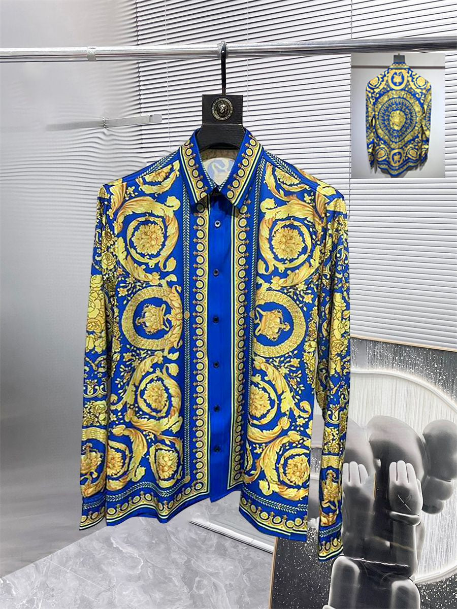 Neuer Designer -Button -Hemd -Shirt -Hemd -Hemd -Marke Gedruckt Luxuriöser Langärmer Hemd Slim Fit Mens Designer Shirt Gedruckt
