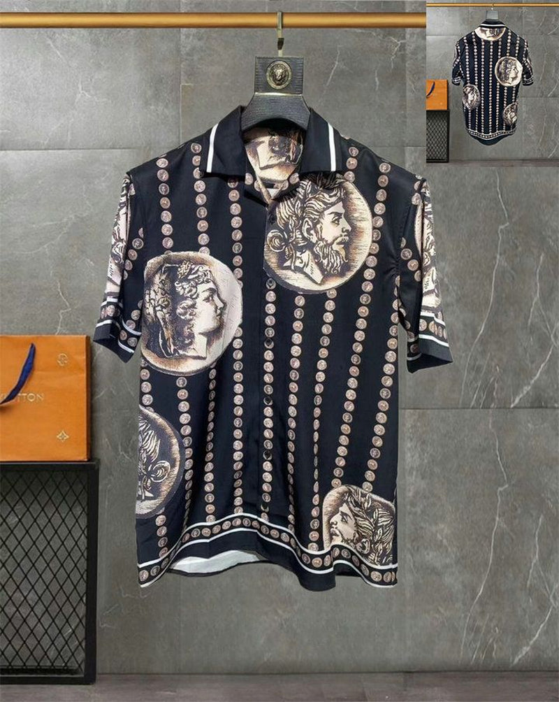 Business Luxury Shirt Herren Shirt Designer Langarmes Hemd Single Breasted Branddruck Shirt Herren Button up Shirt Denim Shirt Asian Größe M-3Xl Yyt