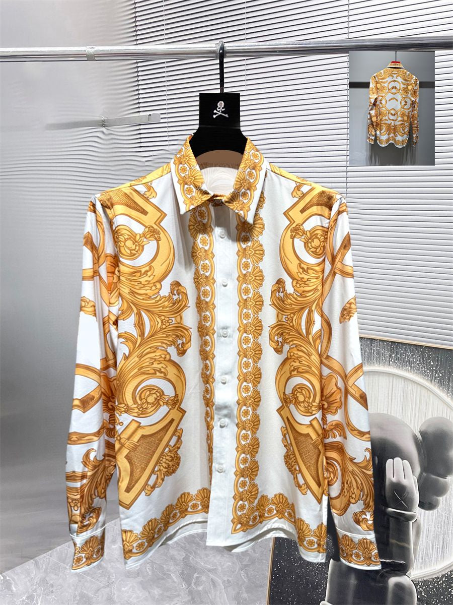 Neuer Designer -Button -Hemd -Shirt -Hemd -Hemd -Marke Gedruckt Luxuriöser Langärmer Hemd Slim Fit Mens Designer Shirt Gedruckt