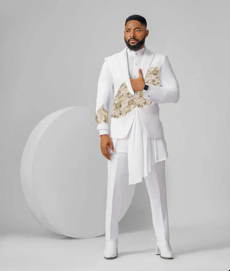 Wunderschöne Hochzeitstuxedos Applikationen Perlen Männer Anzug Ihren Höhepunkt 2 -Stück -Set -Jacke Hosen Bräutigam Business Blazer Gepindert
