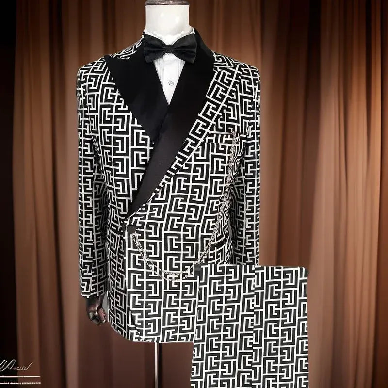 Plaid Hochzeitsanzüge Für Männer 2 Pcs Slim Fit Wedding Smokedo Formal Abschlussball Italiener Mode Check Blazer Mit Hosen Set 2024
