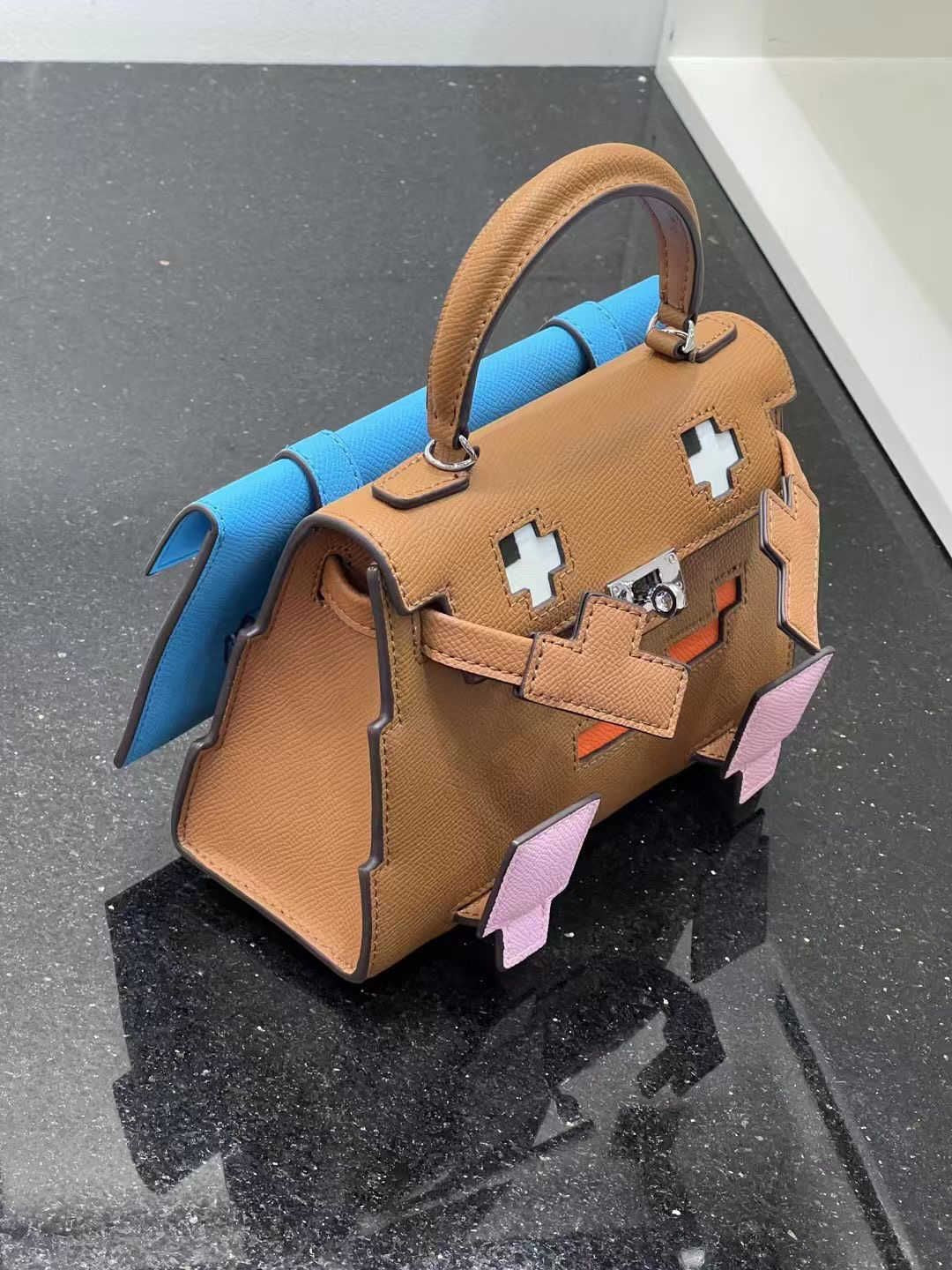Mosaic Doll Crossbody Body Luxus Handtasche Mosaic Doll Tasche Mini Crossbody Damenbeutel Cowide Kleine Tasche Monster Geometrisch Kontrastierende Farbbag Waref89 Qx4I