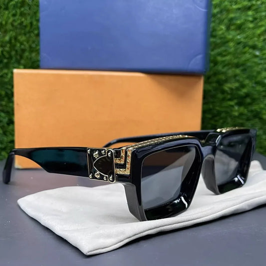 Millionär Sonnenbrille Zyklon Sonnenbrille Für Männer Frauen Sommerstil Rechteck Anti-Ultraviolett Retro Schild Linsenplatte Square Full-Frame Mode Brille Brille
