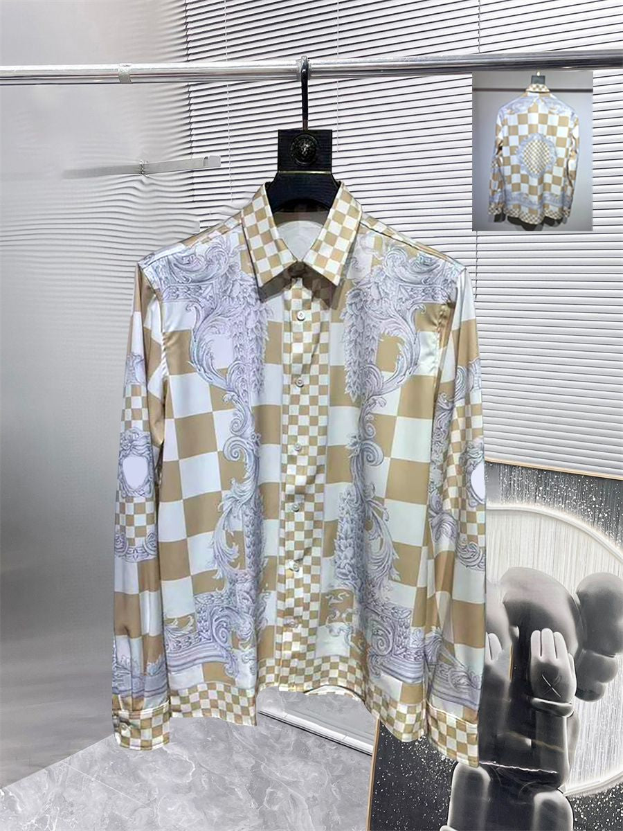 Neuer Designer -Button -Hemd -Shirt -Hemd -Hemd -Marke Gedruckt Luxuriöser Langärmer Hemd Slim Fit Mens Designer Shirt Gedruckt