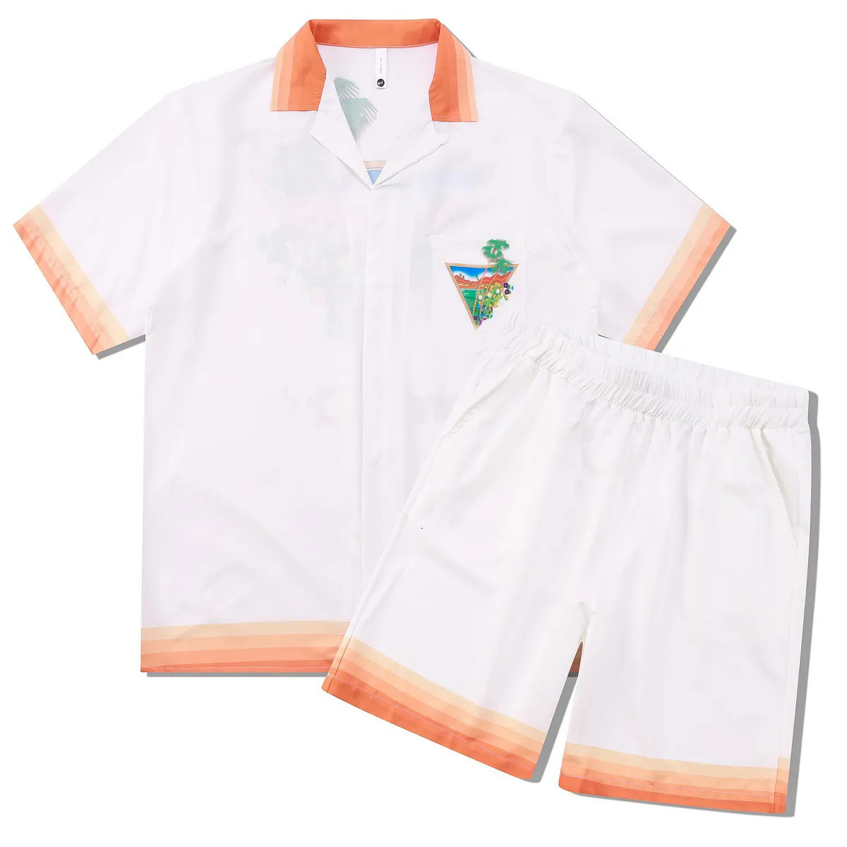Herren -Trailsuits Herren Hawaiian Beach Set Urlaubshemden Für Männer Und Frauen Farbblockierende Gedruckte Shorts Set Set