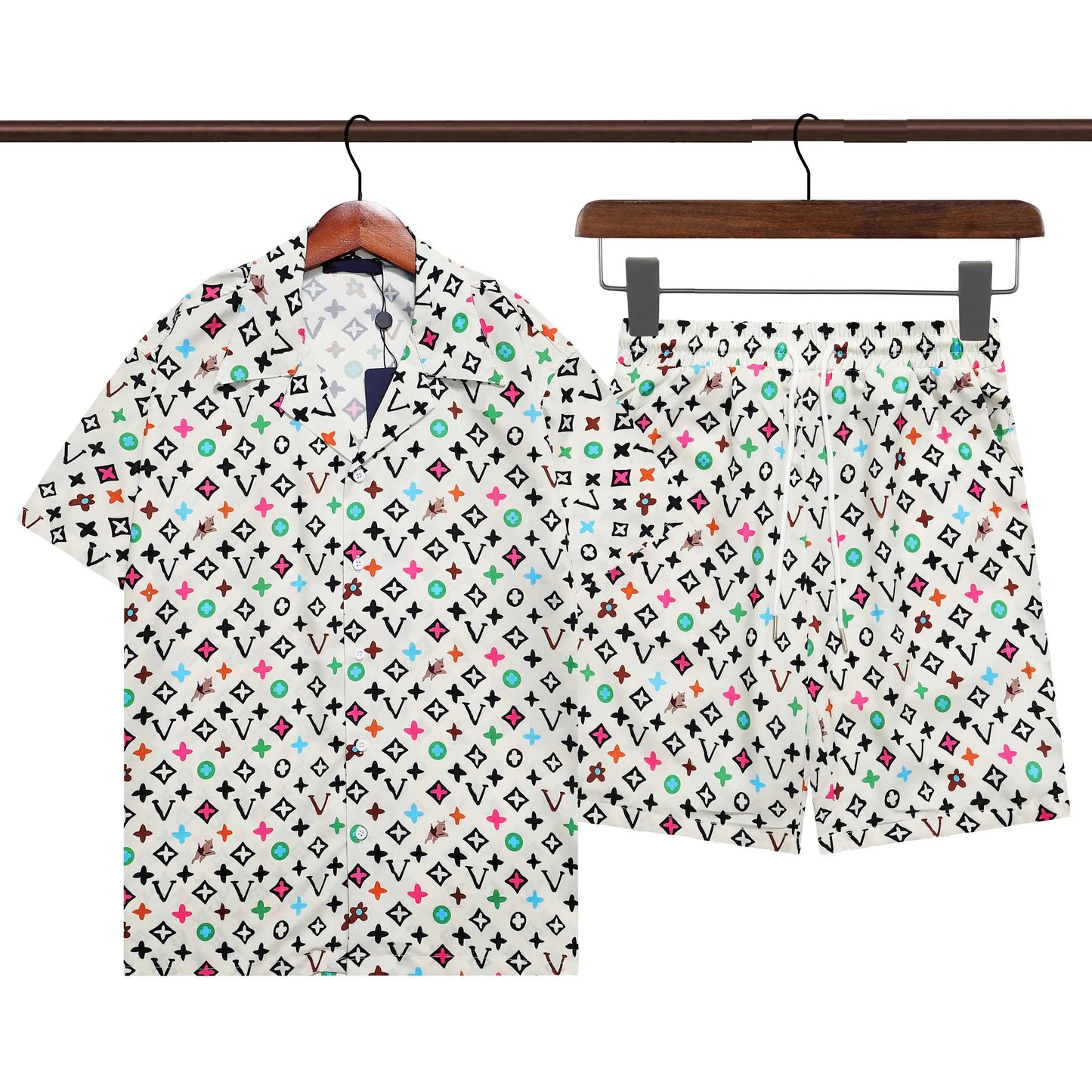 25SS Mens Designer Tracksuit Set Luxury Classic Fashion Hawaiian Shirts Tracksuits Ananasdruck Shorts Shirt Short Sleeve Anzug 789789