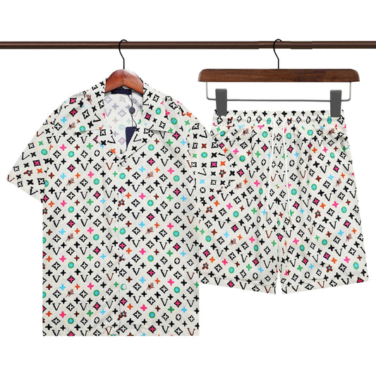 25SS Mens Designer Tracksuit Set Luxury Classic Fashion Hawaiian Shirts Tracksuits Ananasdruck Shorts Shirt Short Sleeve Anzug 789789