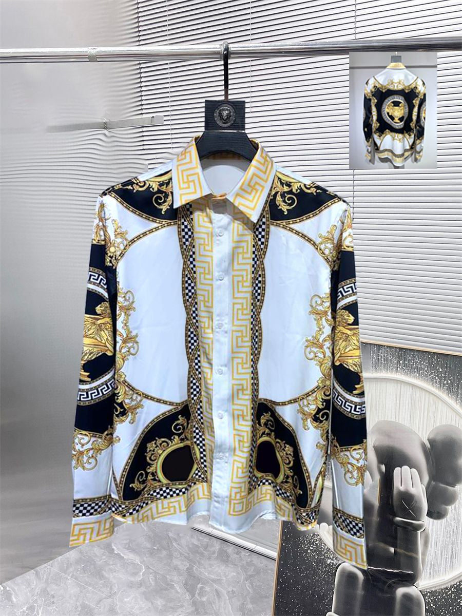 Neuer Designer -Button -Hemd -Shirt -Hemd -Hemd -Marke Gedruckt Luxuriöser Langärmer Hemd Slim Fit Mens Designer Shirt Gedruckt
