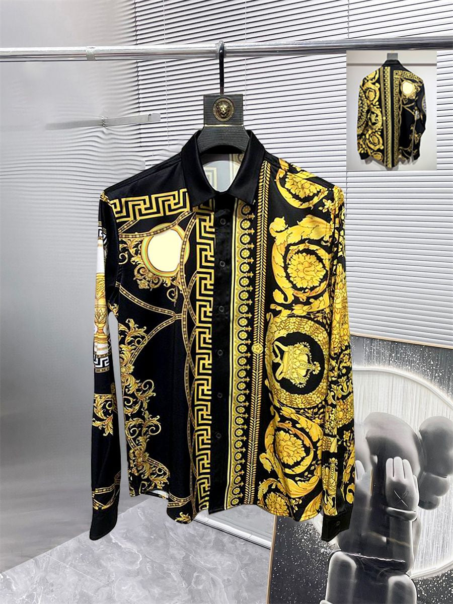 Neuer Designer -Button -Hemd -Shirt -Hemd -Hemd -Marke Gedruckt Luxuriöser Langärmer Hemd Slim Fit Mens Designer Shirt Gedruckt