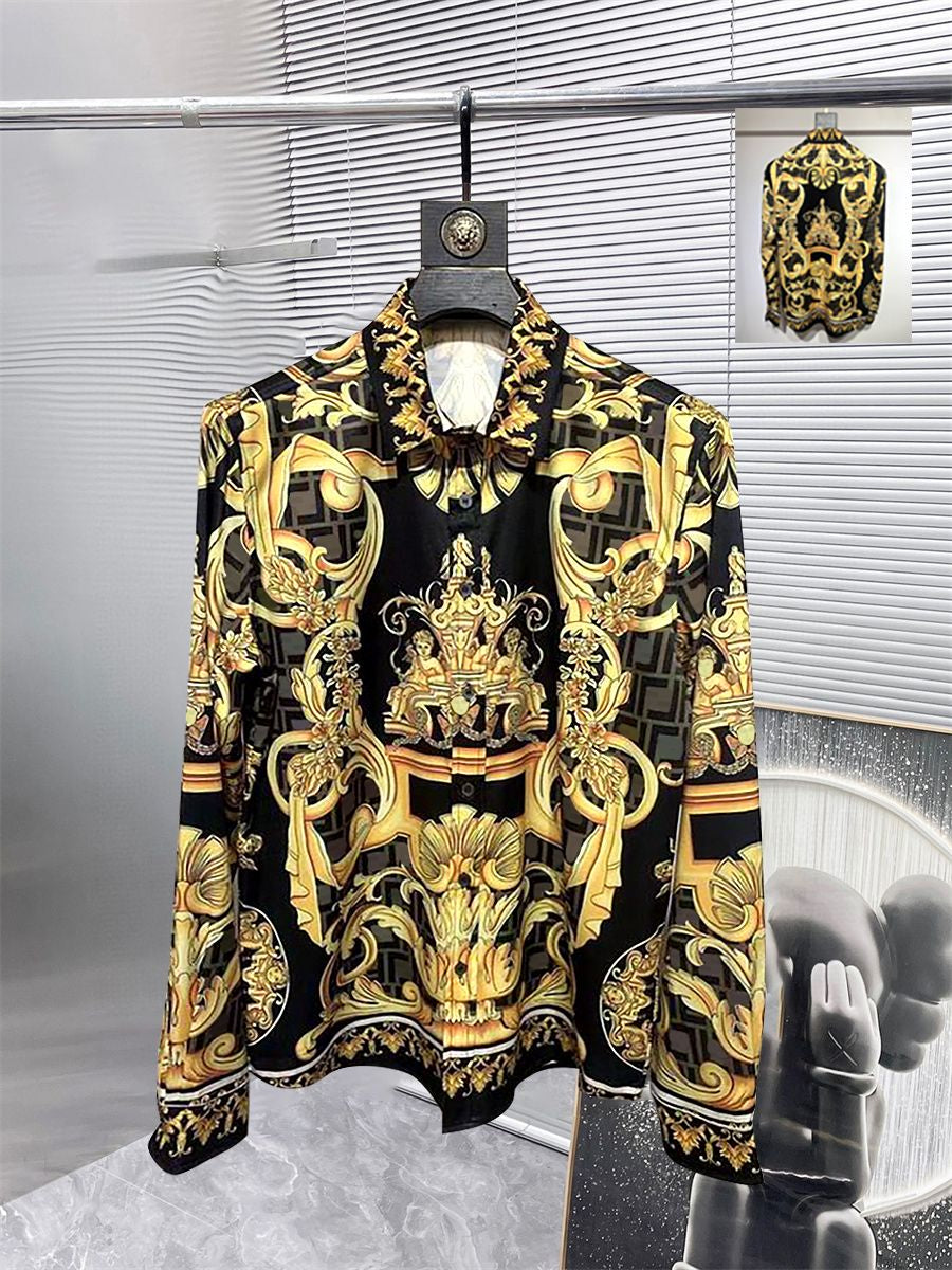 Neuer Designer -Button -Hemd -Shirt -Hemd -Hemd -Marke Gedruckt Luxuriöser Langärmer Hemd Slim Fit Mens Designer Shirt Gedruckt