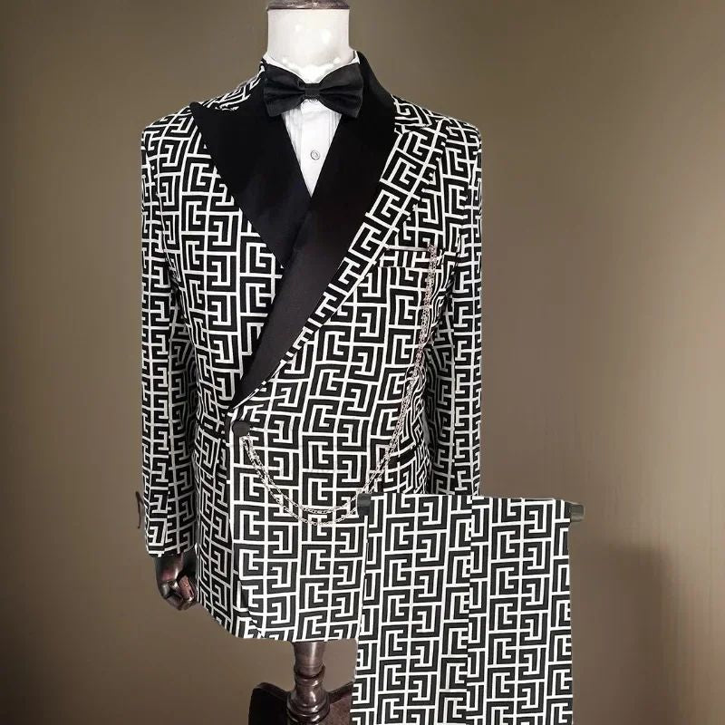 Plaid Hochzeitsanzüge Für Männer 2 Pcs Slim Fit Wedding Smokedo Formal Abschlussball Italiener Mode Check Blazer Mit Hosen Set 2024