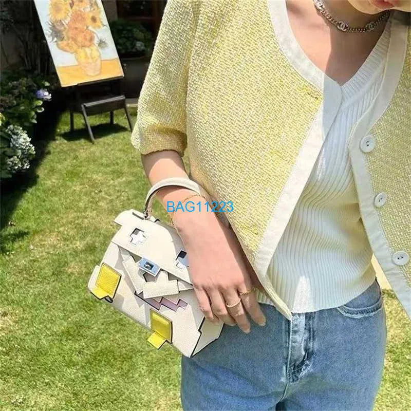 Mosaic Doll Crossbody Body Luxus Handtasche Mosaic Doll Tasche Mini Crossbody Damenbeutel Cowide Kleine Tasche Monster Geometrisch Kontrastierende Farbbag Waref89 Qx4I