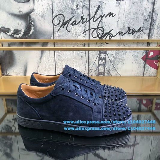 Glitter Silver Casual Sneakers Rivets Flats Men'S Shoes Lace-Up Shoes Wear-Resistant Trendy Luxury Handmade Shoes Men'S Shoes