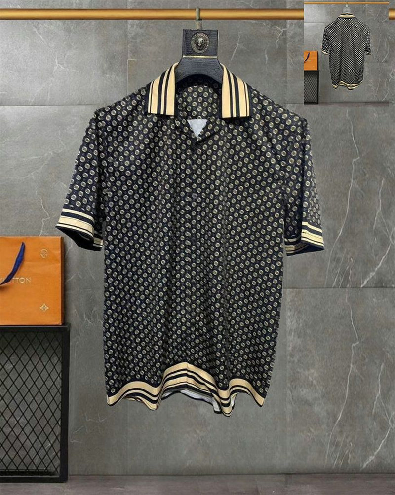 Business Luxury Shirt Herren Shirt Designer Langarmes Hemd Single Breasted Branddruck Shirt Herren Button up Shirt Denim Shirt Asian Größe M-3Xl Yyt