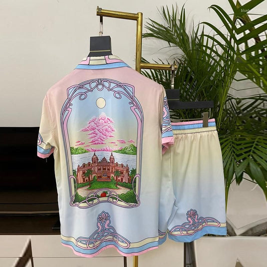 Herren -Tracksuits Herren -Kleidungsdruck Set Kurzärmelige Mode Hawaiian Shirt Sommer Casual Floral Beach Zweiteilige Sets
