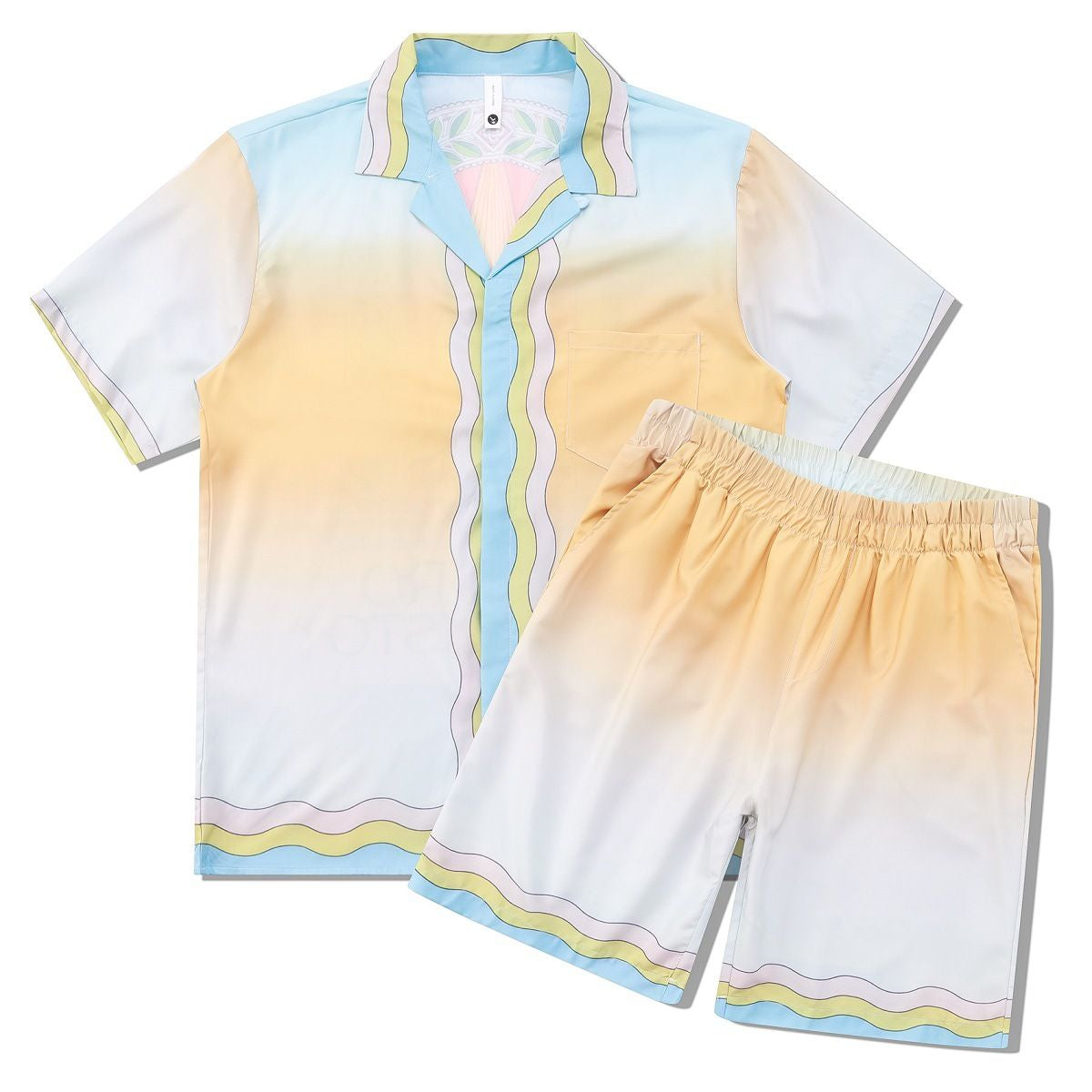Herren -Trailsuits Herren Hawaiian Beach Set Urlaubshemden Für Männer Und Frauen Farbblockierende Gedruckte Shorts Set Set