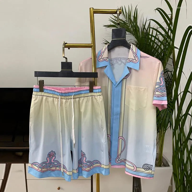 Herren -Tracksuits Herren -Kleidungsdruck Set Kurzärmelige Mode Hawaiian Shirt Sommer Casual Floral Beach Zweiteilige Sets