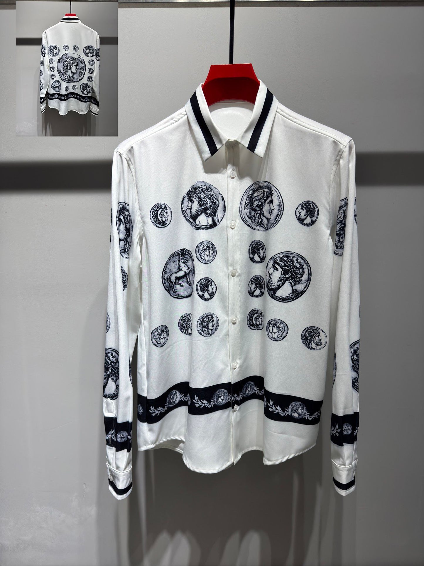 Business Luxury Shirt Herren Shirt Designer Langarmes Hemd Single Breasted Branddruck Shirt Herren Button up Shirt Denim Shirt Asian Größe M-3Xl Yyt