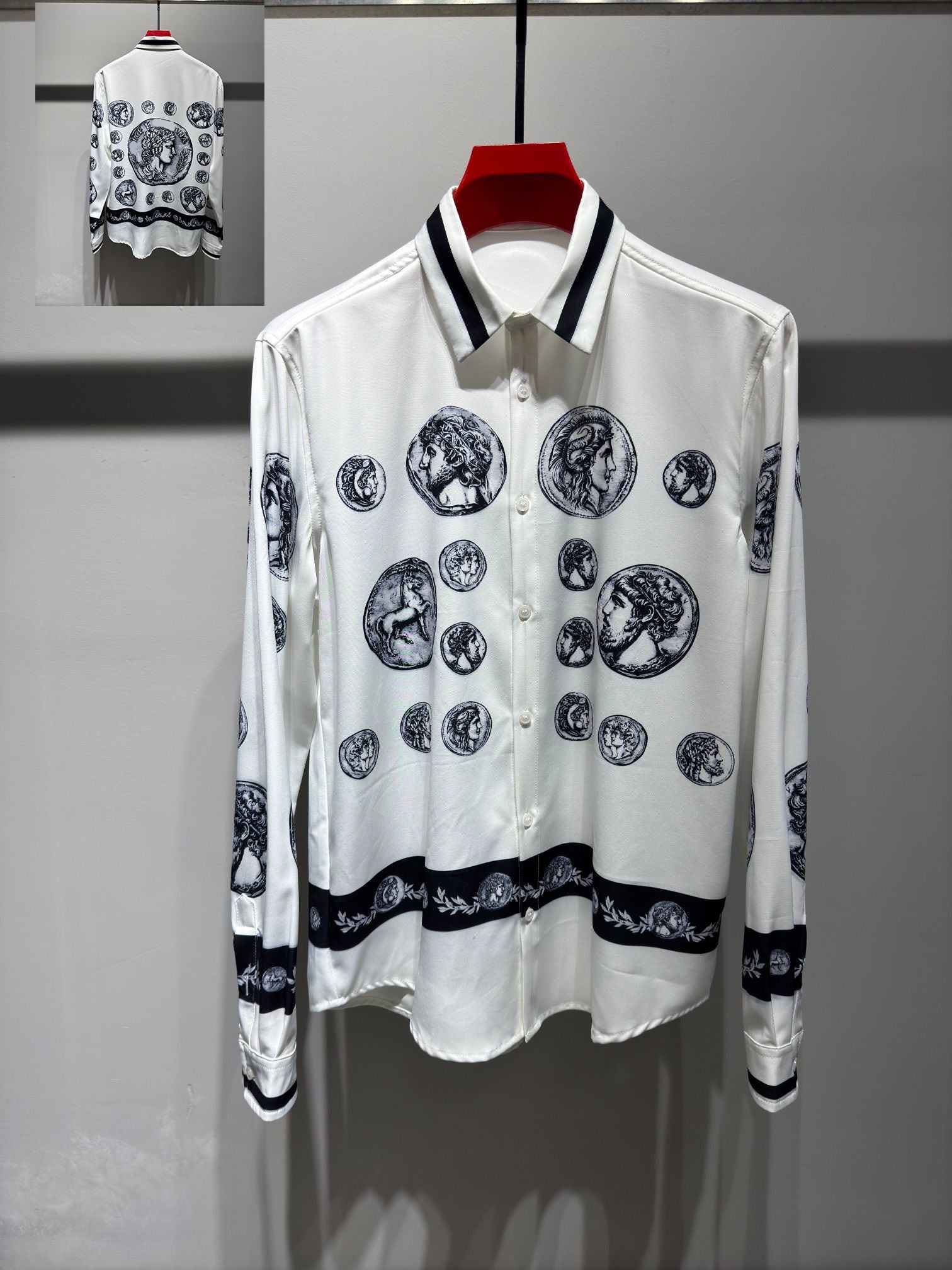 Business Luxury Shirt Herren Shirt Designer Langarmes Hemd Single Breasted Branddruck Shirt Herren Button up Shirt Denim Shirt Asian Größe M-3Xl Yyt