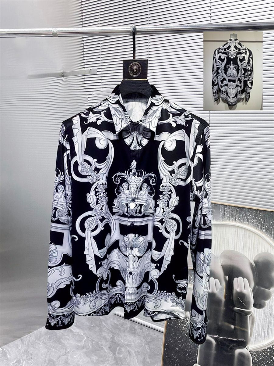 Neuer Designer -Button -Hemd -Shirt -Hemd -Hemd -Marke Gedruckt Luxuriöser Langärmer Hemd Slim Fit Mens Designer Shirt Gedruckt
