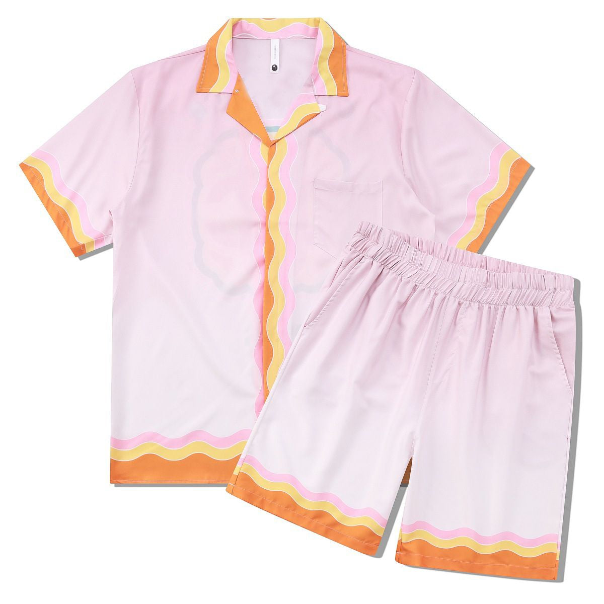 Herren -Trailsuits Herren Hawaiian Beach Set Urlaubshemden Für Männer Und Frauen Farbblockierende Gedruckte Shorts Set Set